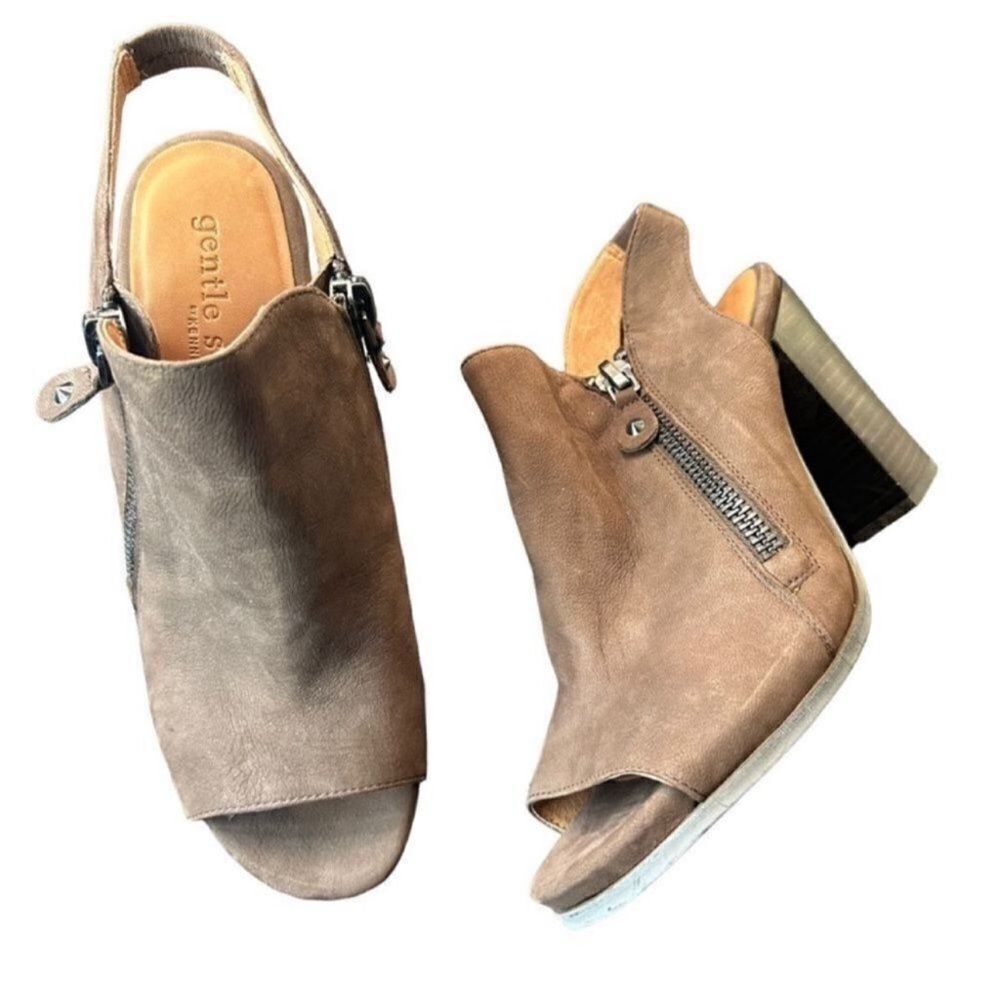 NEW Gentle Souls suede slingback Peep Toe Booties ankle boot size 10